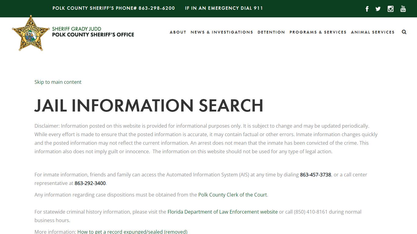 Jail Inquiry | Polk County Sheriff's Office - polksheriff.org